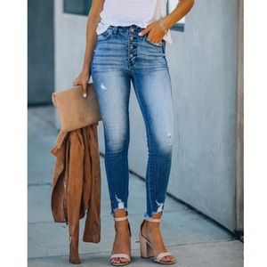 KanCan | High Waisted Frayed Ankle Skinny Jeans